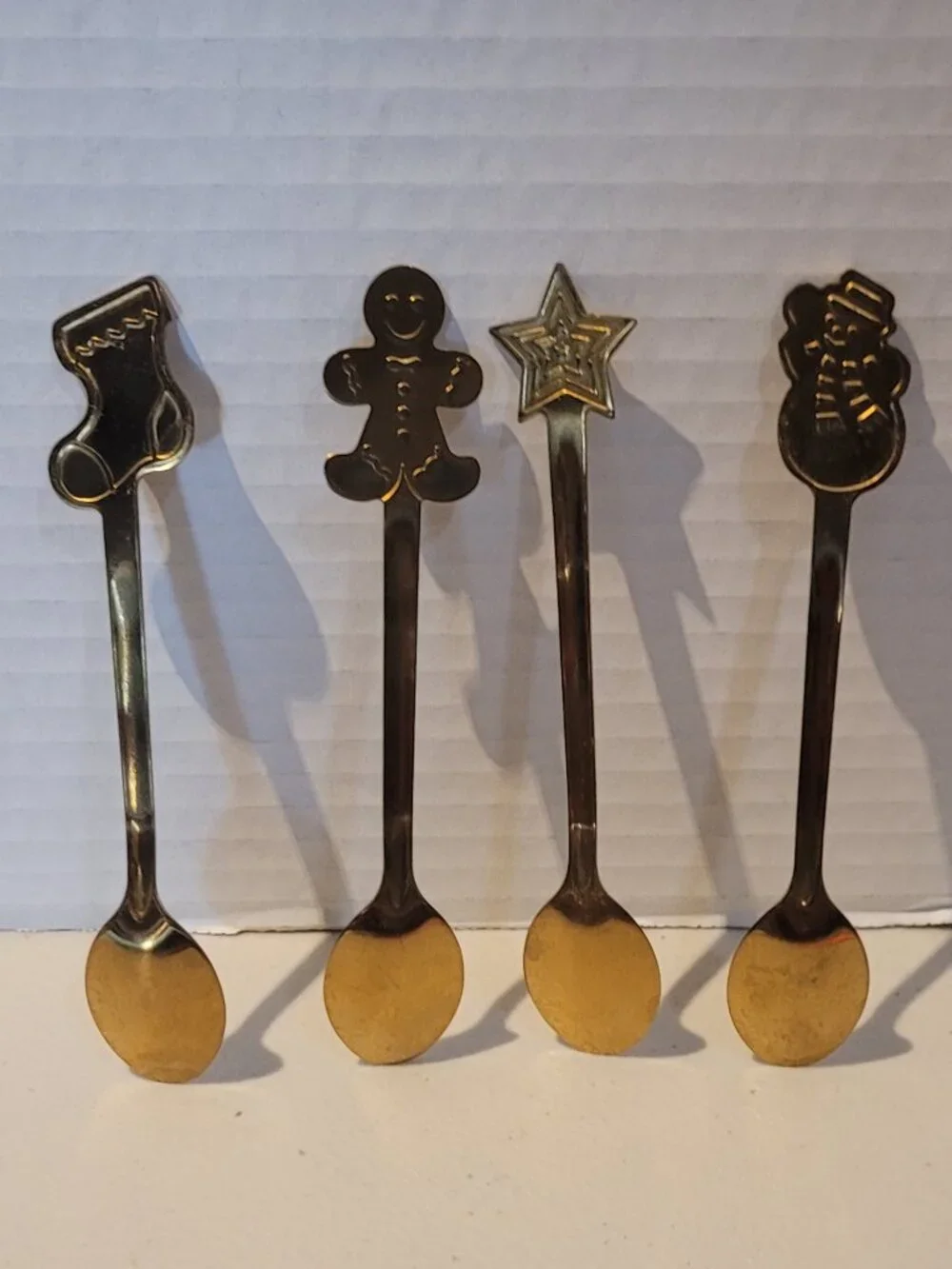 Set of 4 Spoons Gold Plated Small 5